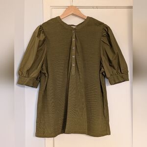 LOFT Khaki Button-Up Top